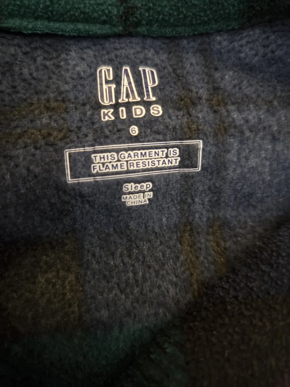 GAP Green & Navy Plaid Fleece Pajama Set Size 6